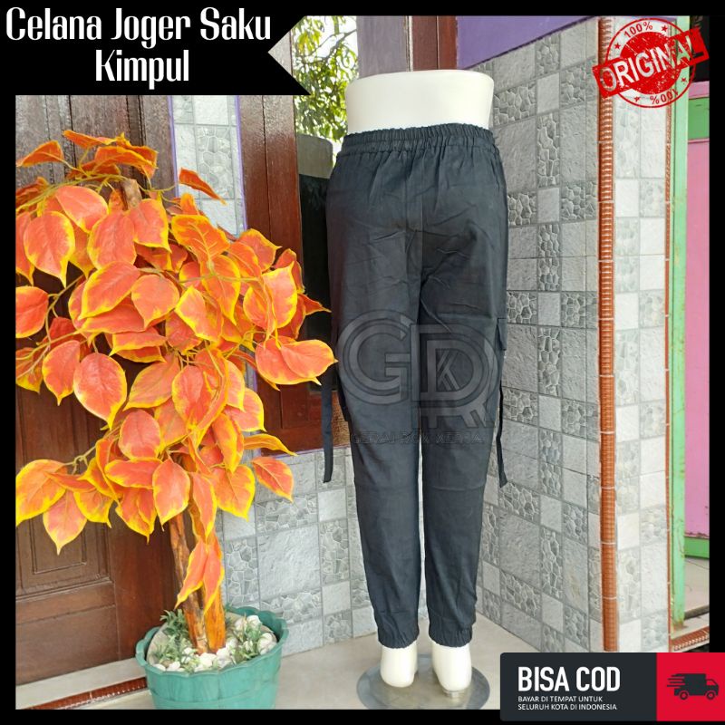 Celana Joger Wanita Celana Cargo Pants Full Karet Celana Pinggang Karet Celana Joger Twill Combed