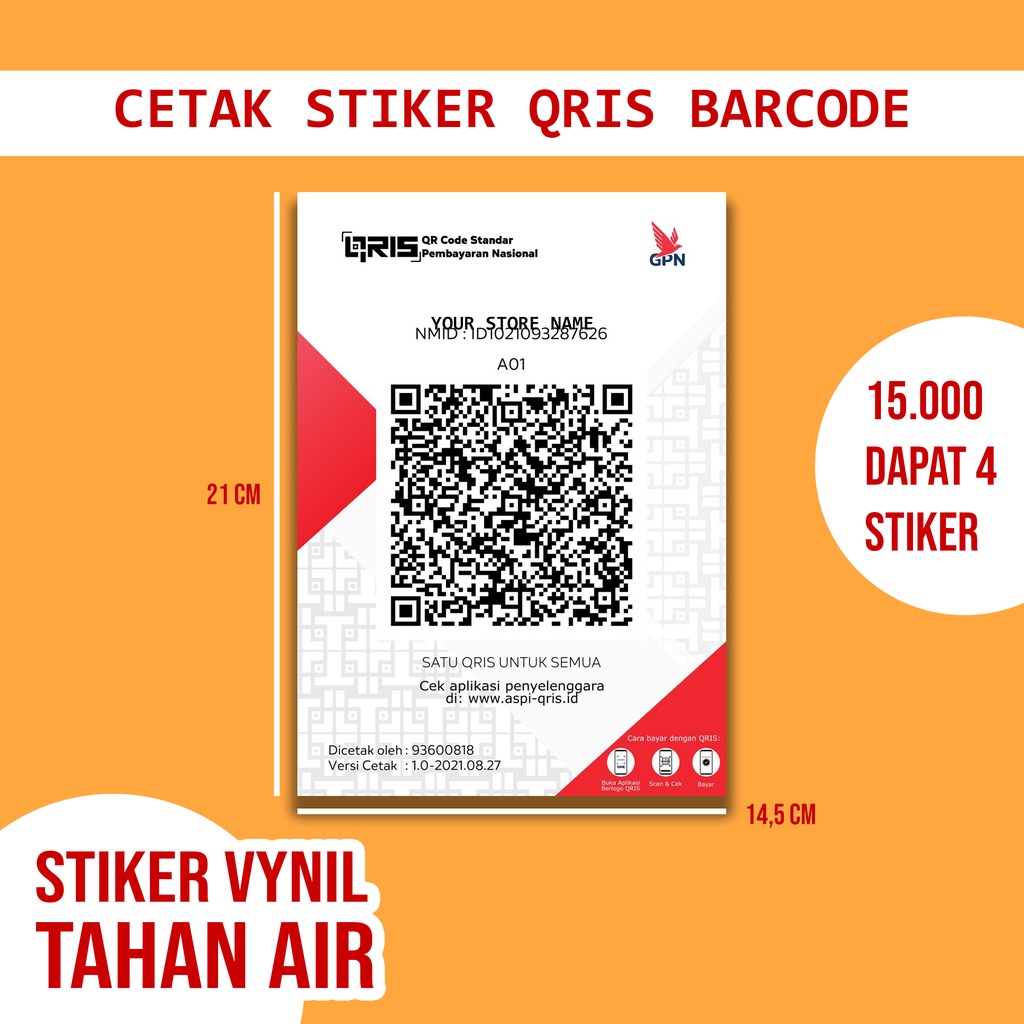 

CETAK STIKER BARCODE QRIS TOKO // DANA GOPAY OVO SHOPEEPAY