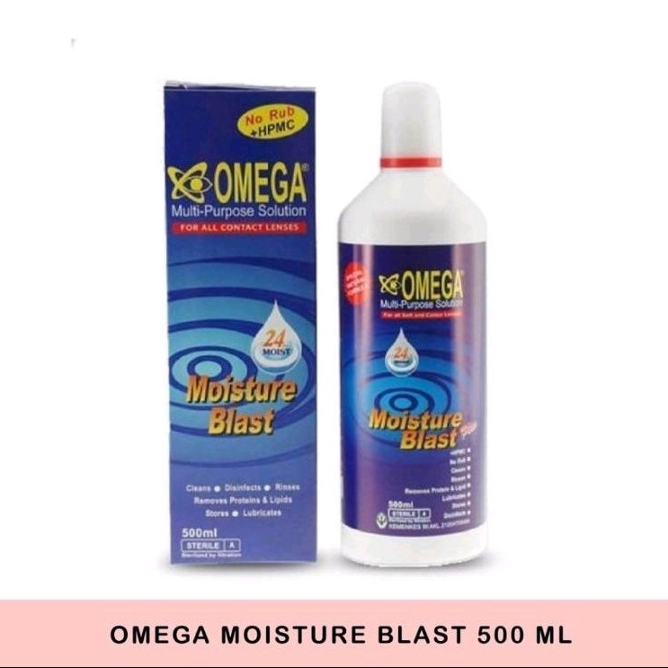 Air Softlens Omega Moisture Blast 500ml / Cairan pencuci softlens Omega Moisture blast / Air softlen Omega All in One