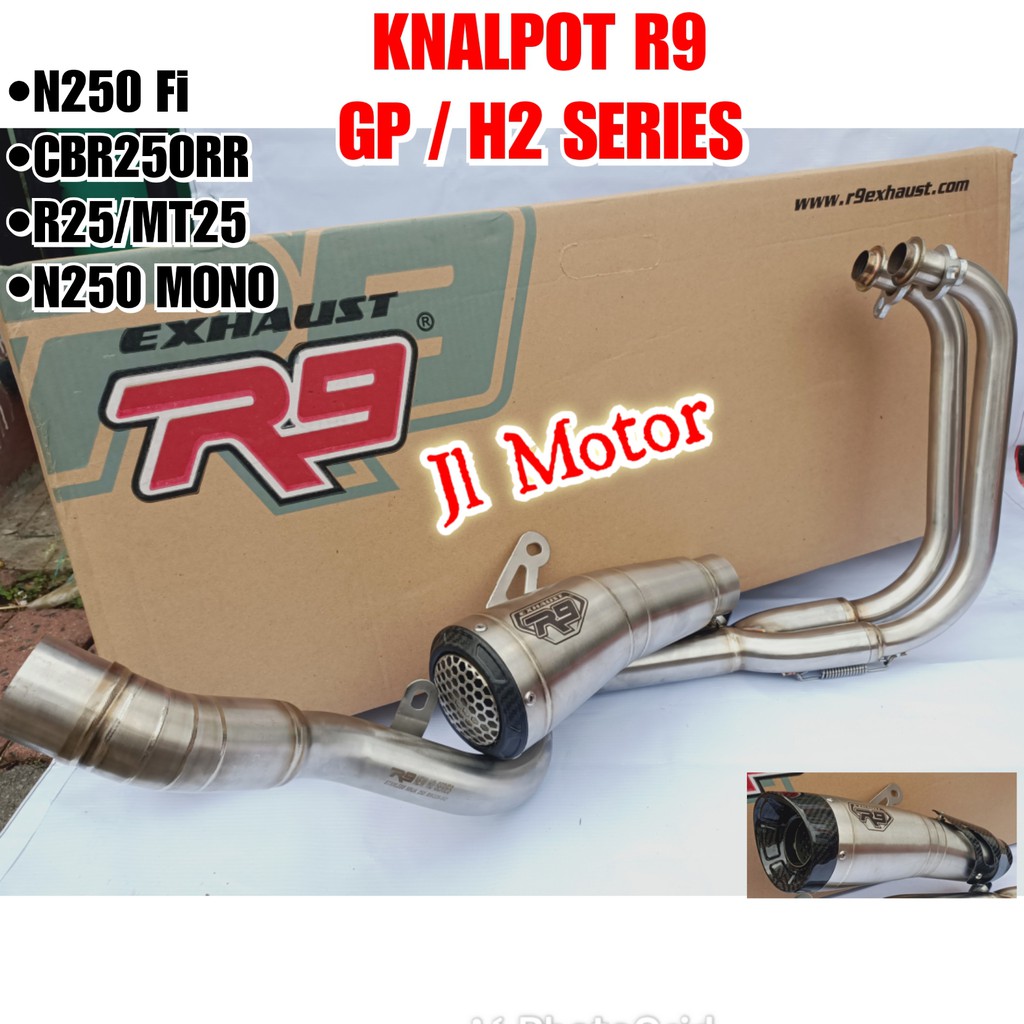 KNALPOT R9 GP H2 SS SERIES NINJA 250 FI  - N250 Fi - Z250 - CBR250 RR - R25 MT25 NINJA 250 2018 Up NINJA MONO RR MONO N250 MONO ORIGINAL