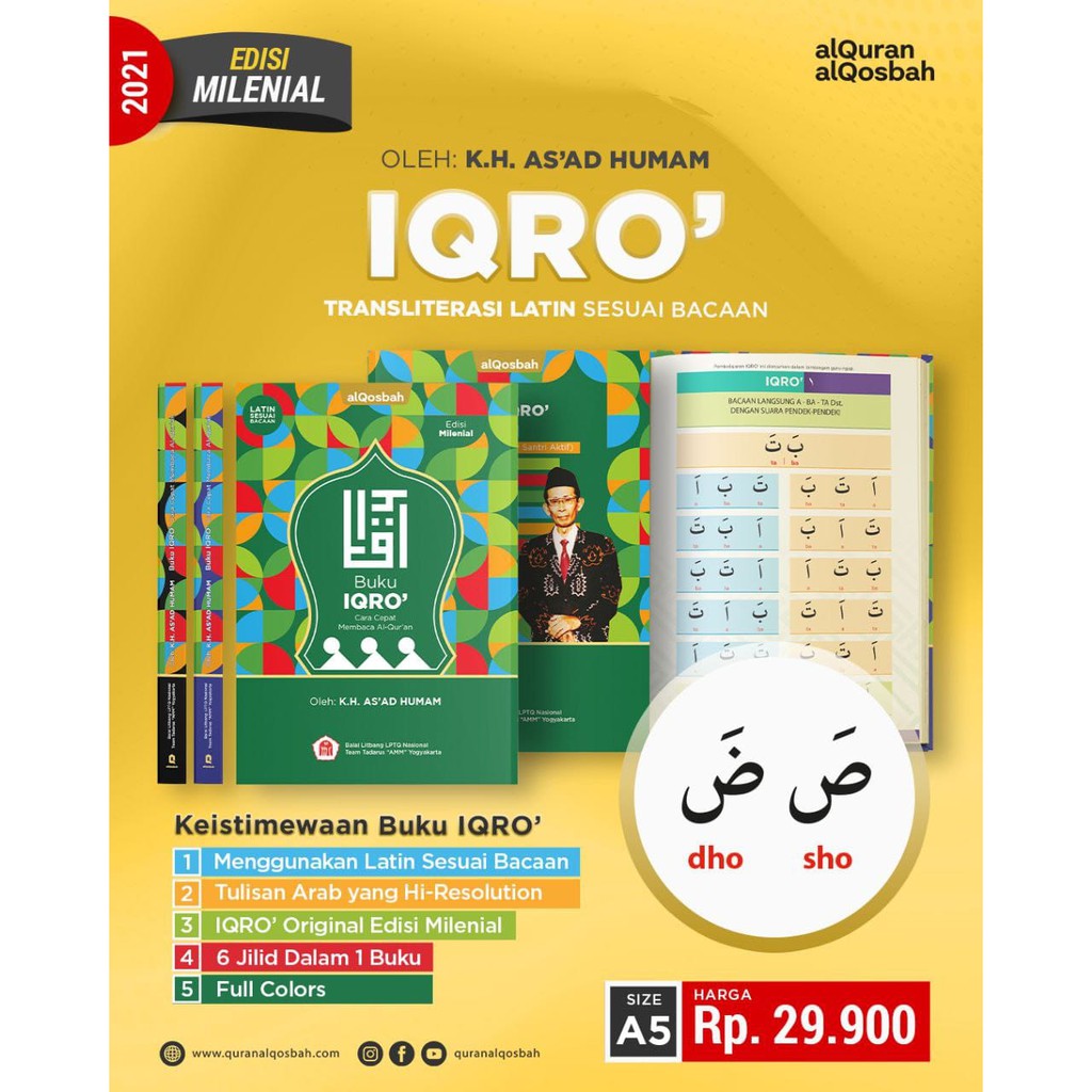 IQRO 1-6 MILLENIAL TRANSLITERASI SESUAI BACAAN (A5)