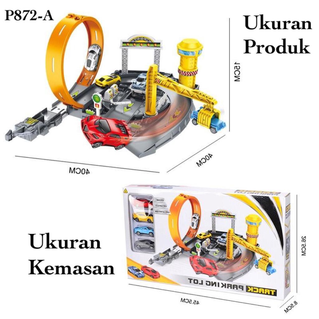 [MS]Mainan Anak Mobil Track Konstruksi Set Dock Tempat Reparasi