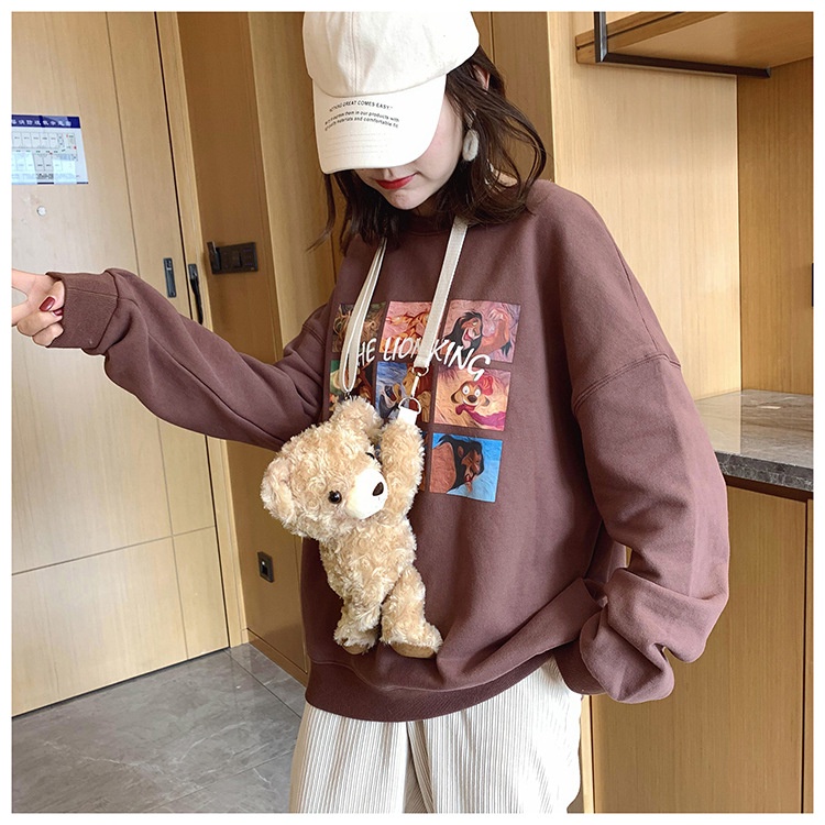 TAS SELEMPANG BERUANG BULU BONEKA Plush fluffy fur sling bag mini teddy bear bag wanita cewek perempuan Bahu Mewah Korea Beruang Merangkul Tas Wanita Baru Tas Bahu Tas Ponsel Tas Karakter Boneka Beruang Tas Bulu Tas Selempang Mini