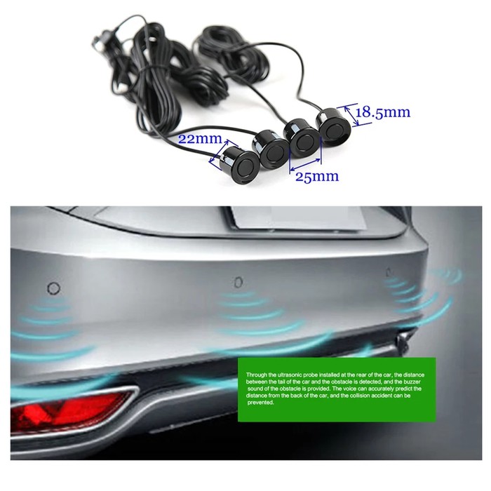 Video Sensor Parkir Spion 5 Inchi + Kamera Mundur + 4 sensor Parkir