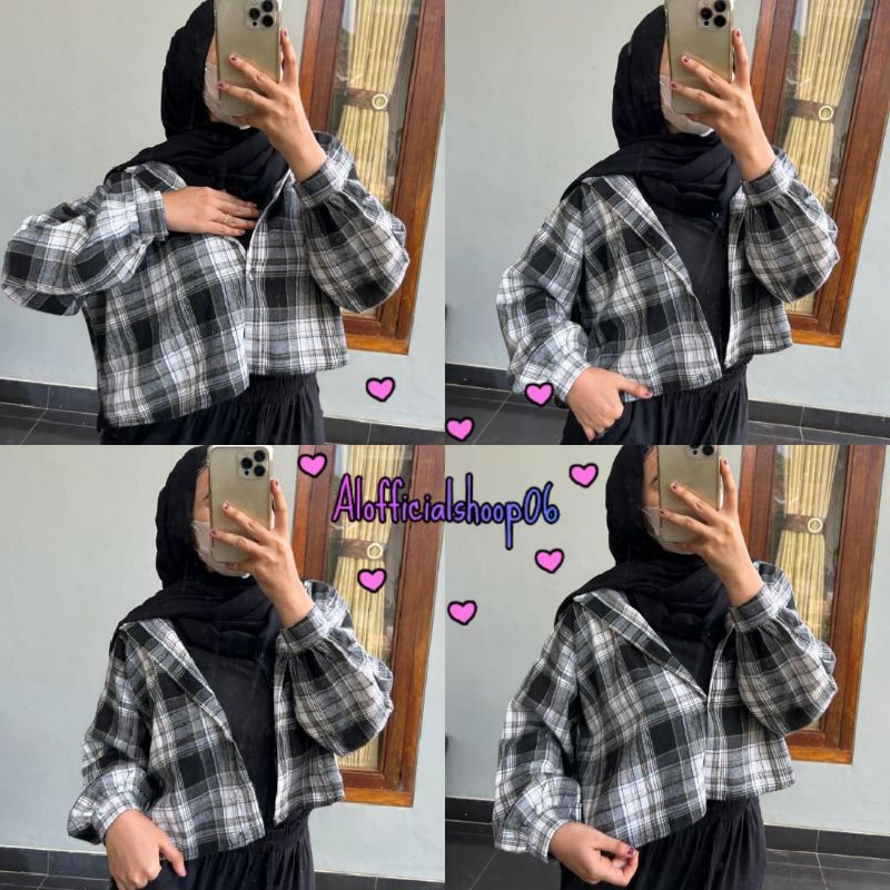 CROP TOP FLANEL / KEMEJA FLANEL WANITA / KEMEJA CROP / KEMEJA WANITA TERBARU-AL:11