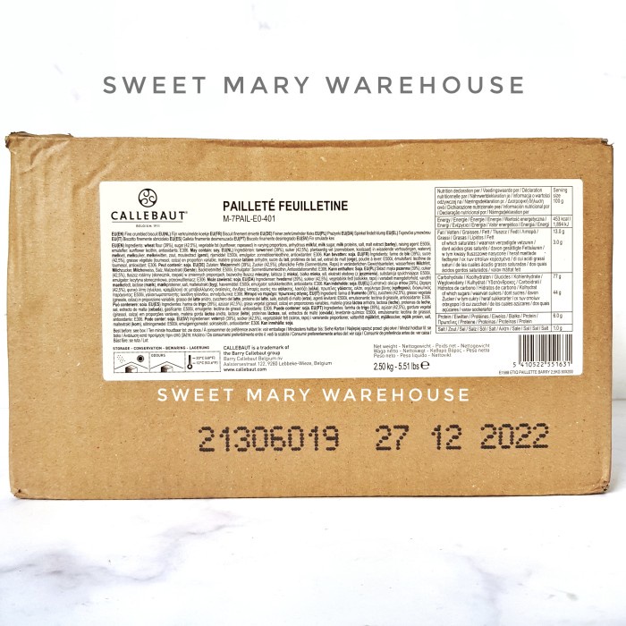 Callebaut Feuilletine 2,5kg Fellutine French Crushed Biscuit 2.5kg