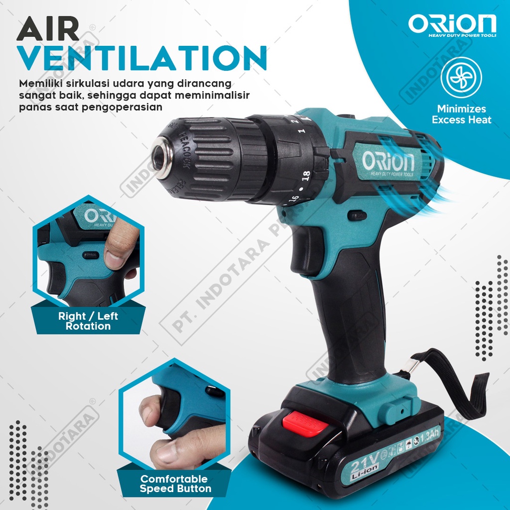 Mesin Bor Baterai Tangan / Cordless Drill Battery Orion CD2100B