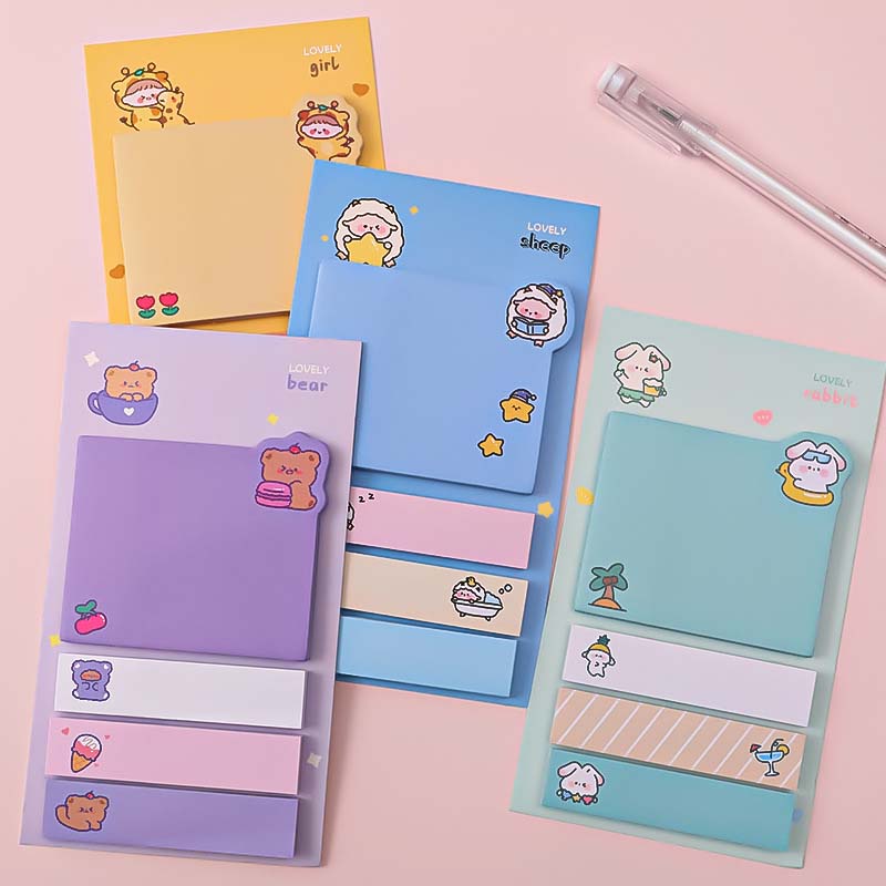 80 Lembar Sticky Note Tebal Portable Motif Kartun Untuk Stationery Sekolah / Kantor