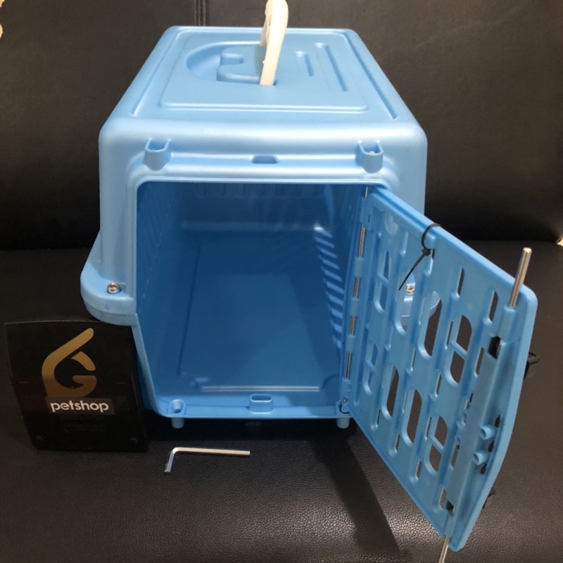 Pet Cargo / Kennel Box / Travel / Kandang 42x28x26.5cm - Biru Pink Anjing / Kucing / Torto / Kura da