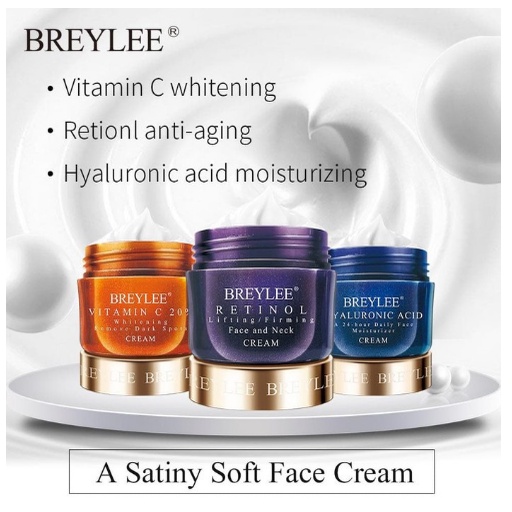 BREYLEE Face Cream Muka Vitamin C Hyaluronic Acid Moisturizing Retinol Anti Wrinkle Cream 40g