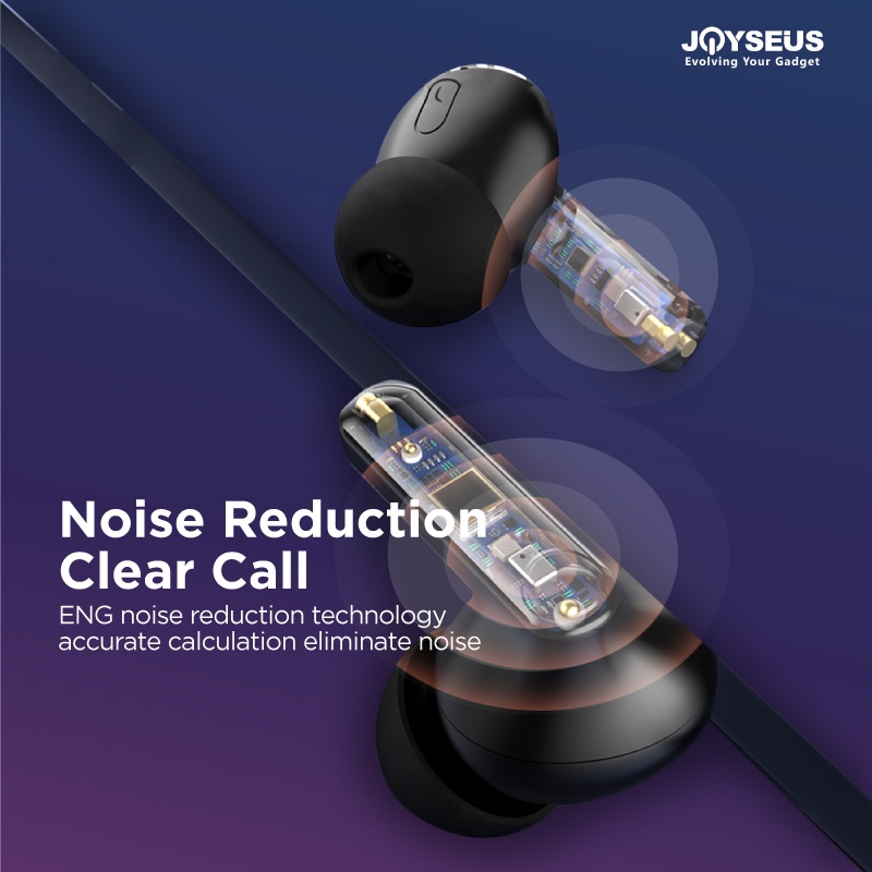 JOYSEUS TWS Earphone Bluetooth Wireless Earbuds Headset Bluetooth 5.1 Waterproof White - EP0034