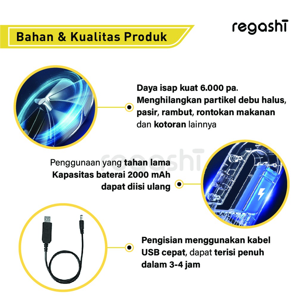 terbaru regashi mini vacuum cleaner penyedot debu mobil portable alat penyedot debu serbaguna handy