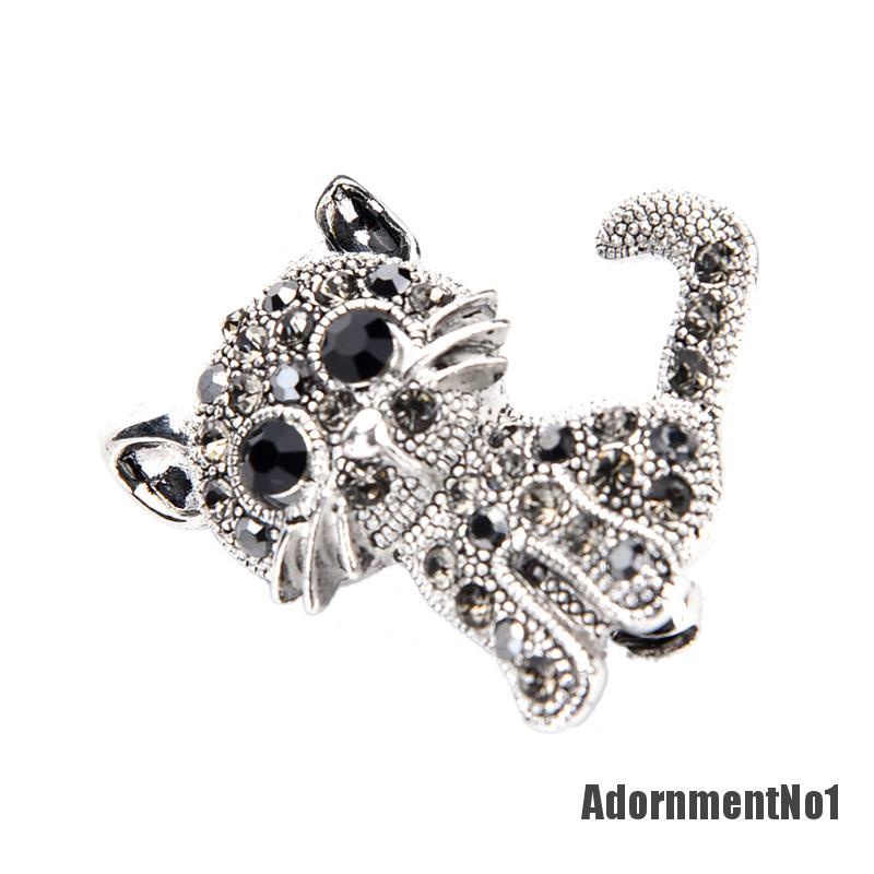 (Adornmentno1) Adornmentno1 Bros Pin Antik Bentuk Kucing Kecil Lapis Silver Untuk Wanita