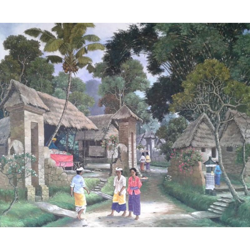 Lukisan kampung Bali |  Lukisan indah | Lukisan kepura | Lukisan alam | Lukisan bagus