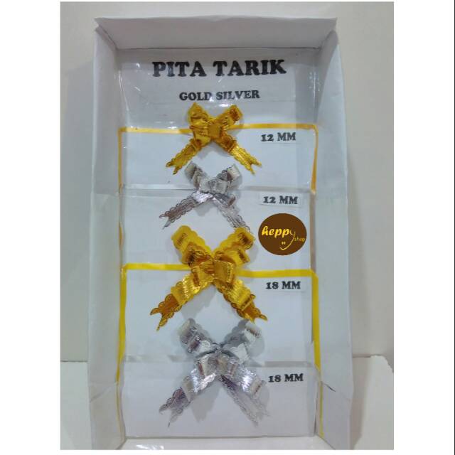 

(Per 10 pcs) Pita Tarik Gold Silver 18 mm, Pita Serut