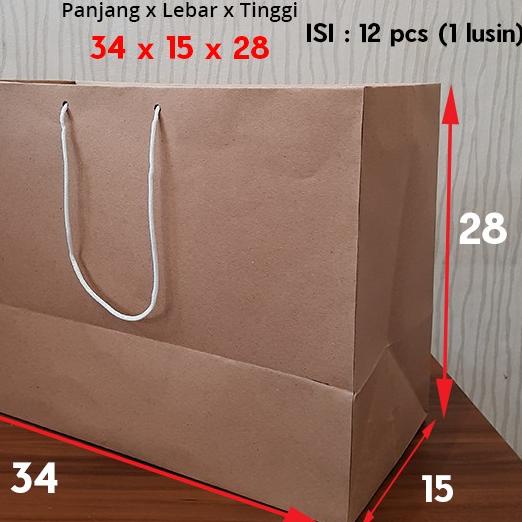 

♪ Paper Bag/Tas Kertas Paperbag Polos Kraft Landscape 34 x 15 x28 150gsm ♕