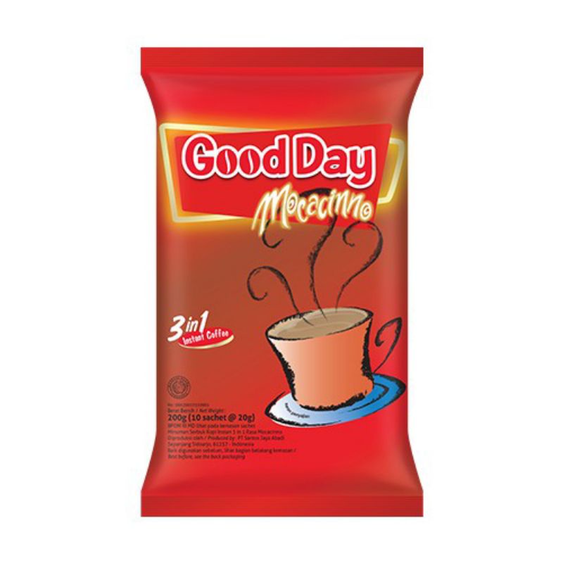 

Good Day Kopi Moccacino Mocacinno 1 pack 200 gram isi 10 sachet x @ 20 gram