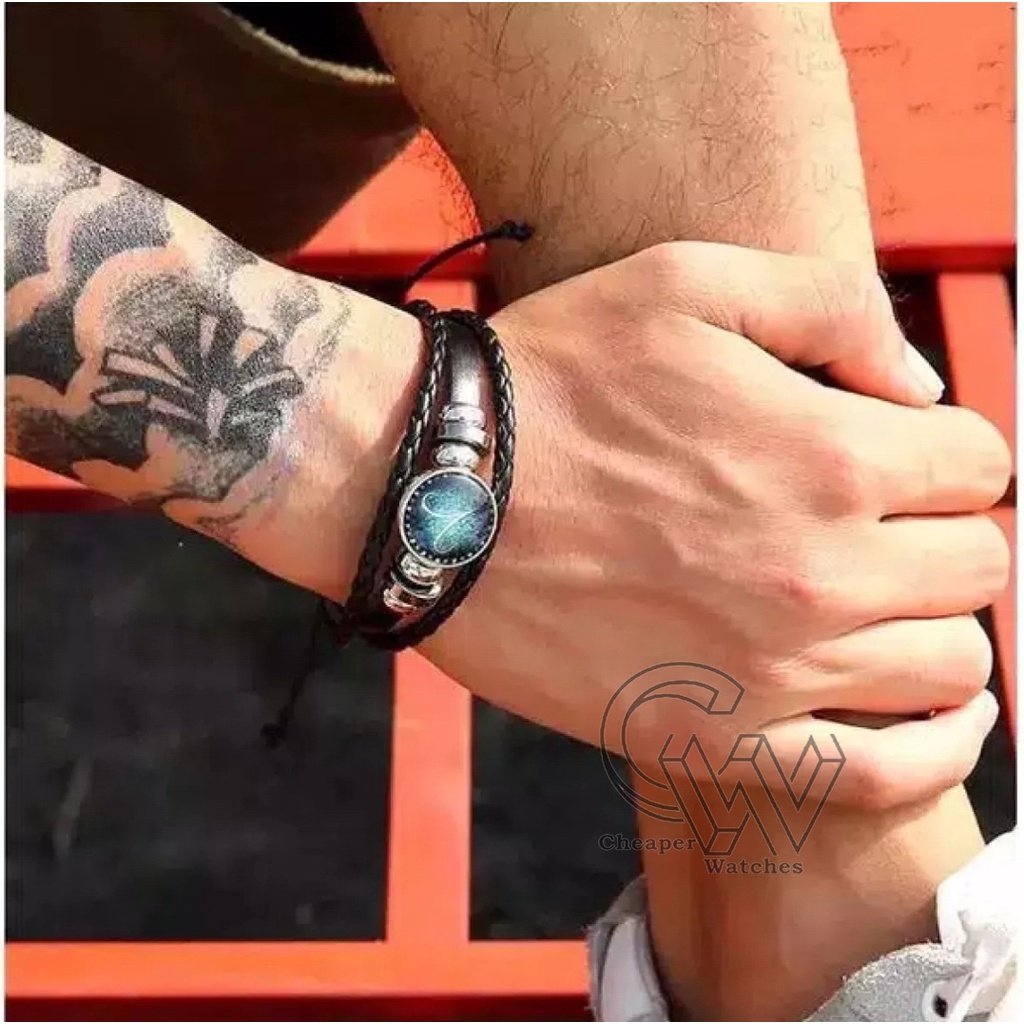 Cheaper-Gelang Zodiak Glow In The Dark Gelang Kulit Tangan Couple Unisex Cowok Cewek Fashion Korea Termurah