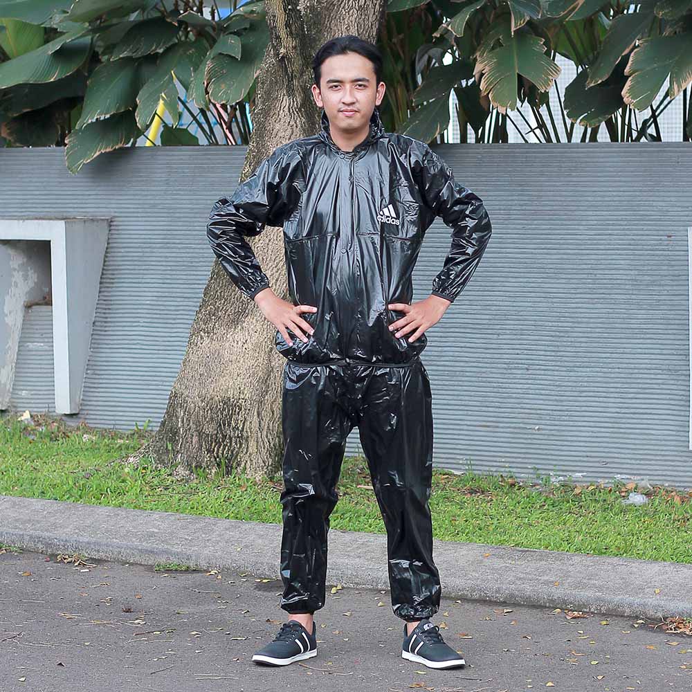 Jas Hujan Setelan Pria Wanita Cowok Cewek Dewasa Anti Tembus Mantel Sauna Tebal Bahan Pvc Karet Sepeda Motor Adidas Gym Jaket Lari 1 Set Stelan