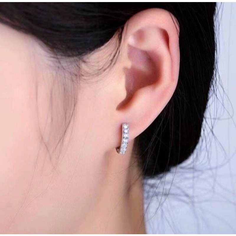 anting jepit permata silver fashion wanita titanium original anti luntur