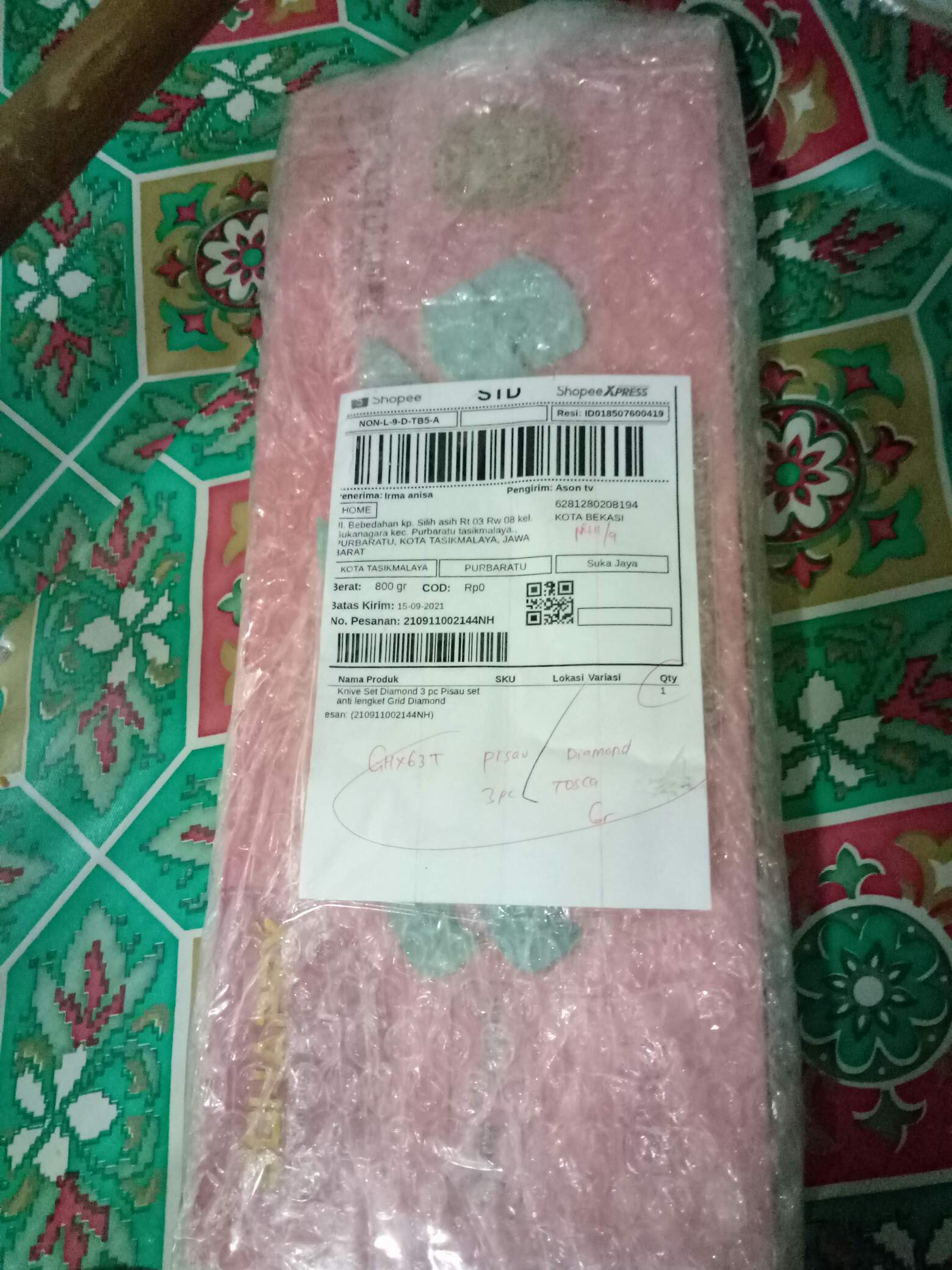 Knive Set Diamond 3 Pc Pisau Set Anti Lengket Grid Diamond