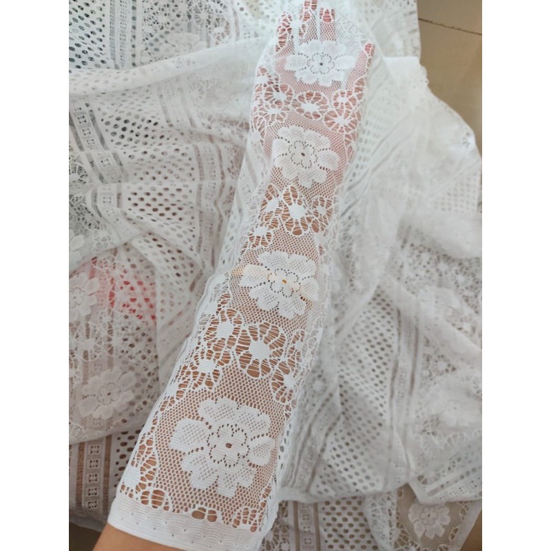 BROKAT LACE VINTAGE ROYAL WARNA BROKEN WHITE PUTIH TULANG