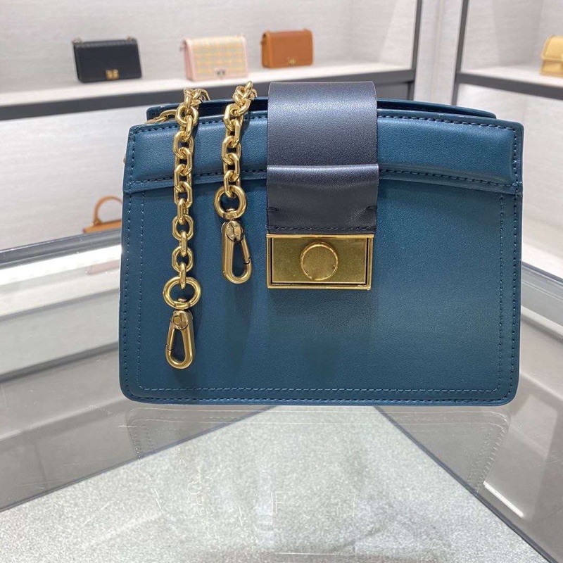 Metallic Push-Lock Shoulder Bag