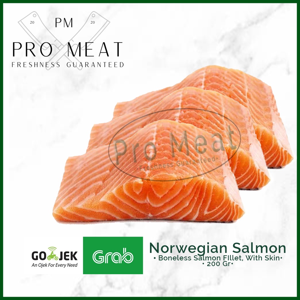 

Norwegian Salmon Fish / Ikan Salmon Fillet Portion 200g Frozen Boneless with skin