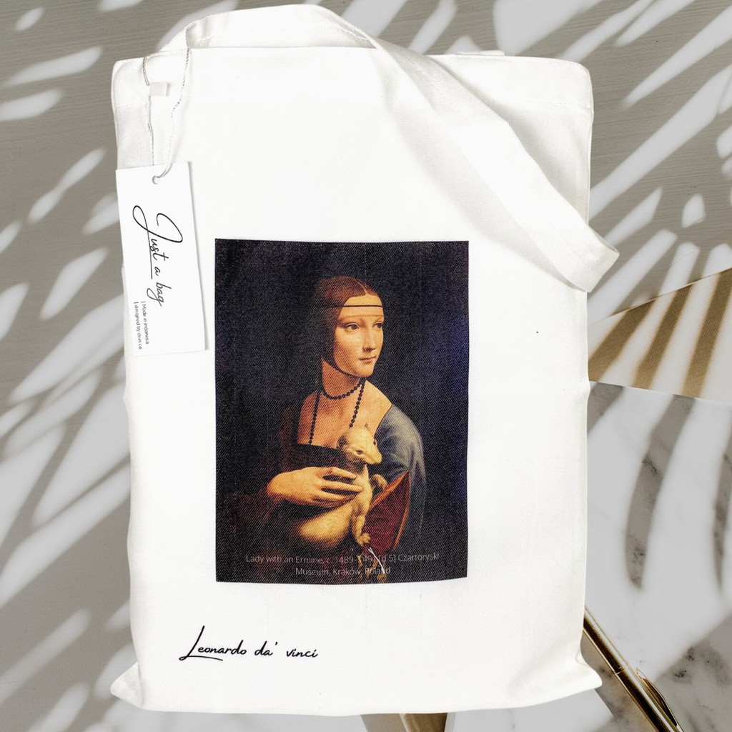 TOTE BAG AESTHETIC - davinci series - lady with ermine | @justabag.id tas aesthetic wanita estetik