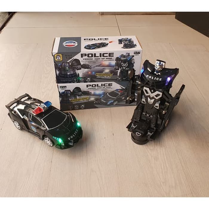 Promo MAINAN MOBIL ROBOT POLICE HITAM WARRIOR POLICE ROBOT CAR NO.S8997 Murah
