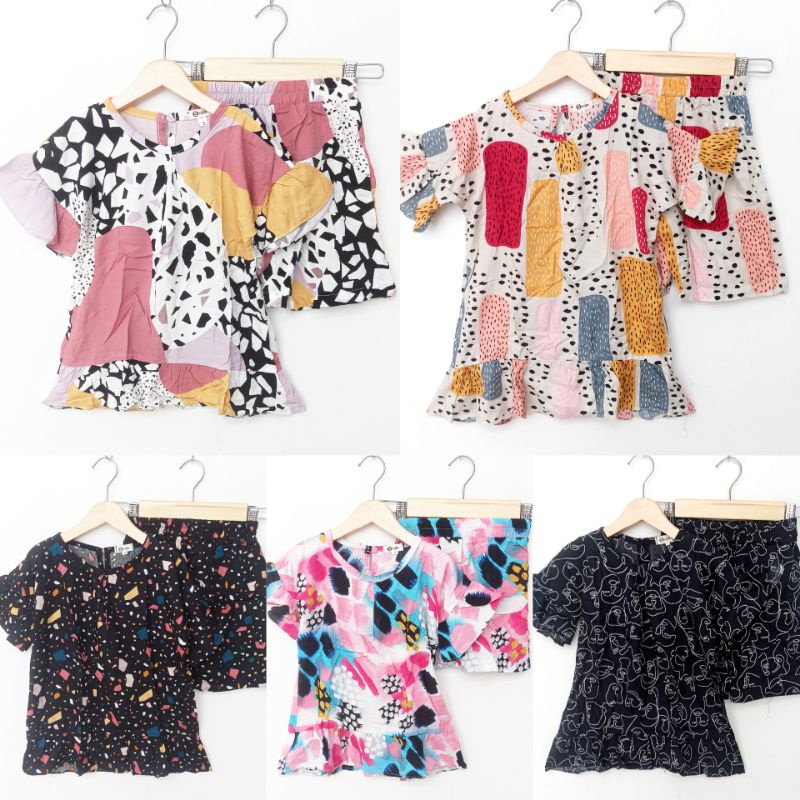 Smile Setelan Anak Perempuan Rayon | Homey Set Anak Cewek Rayon Pendek