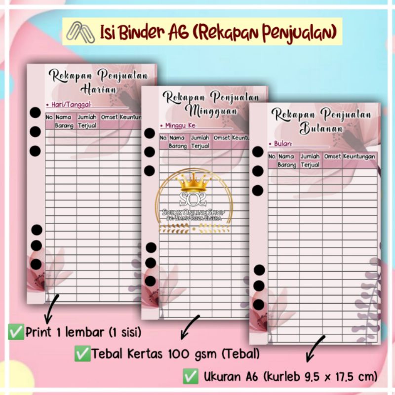 

Rekapan Penjualan | Kertas Binder A6