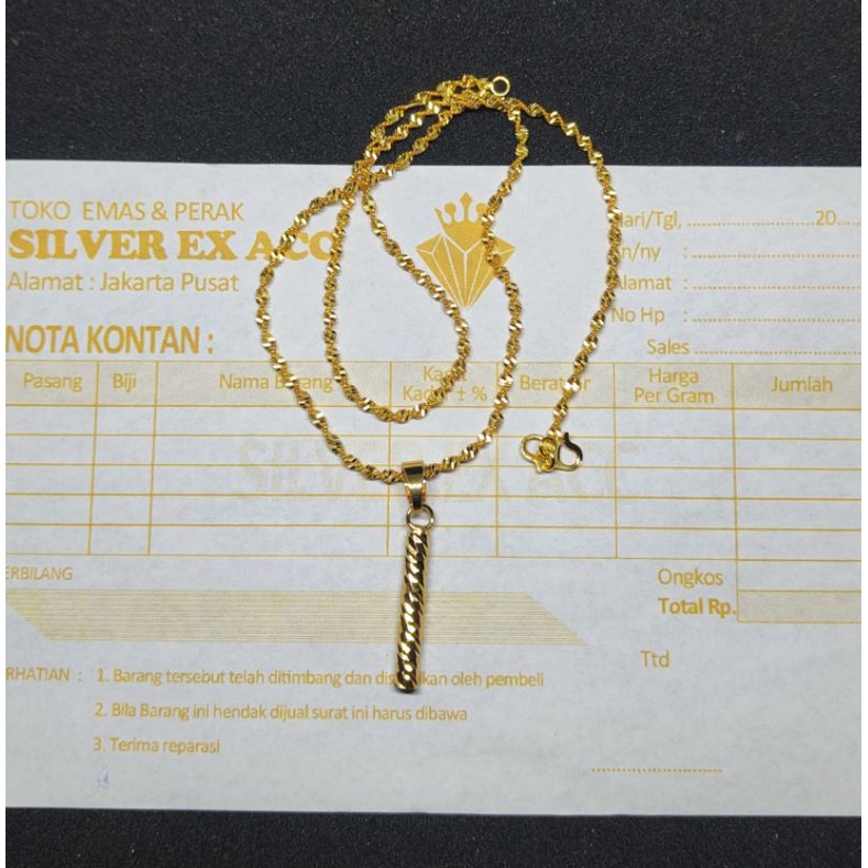 kalung ulir liontin bentuk bambu berlapis emas asli 24k paling laris saat ini