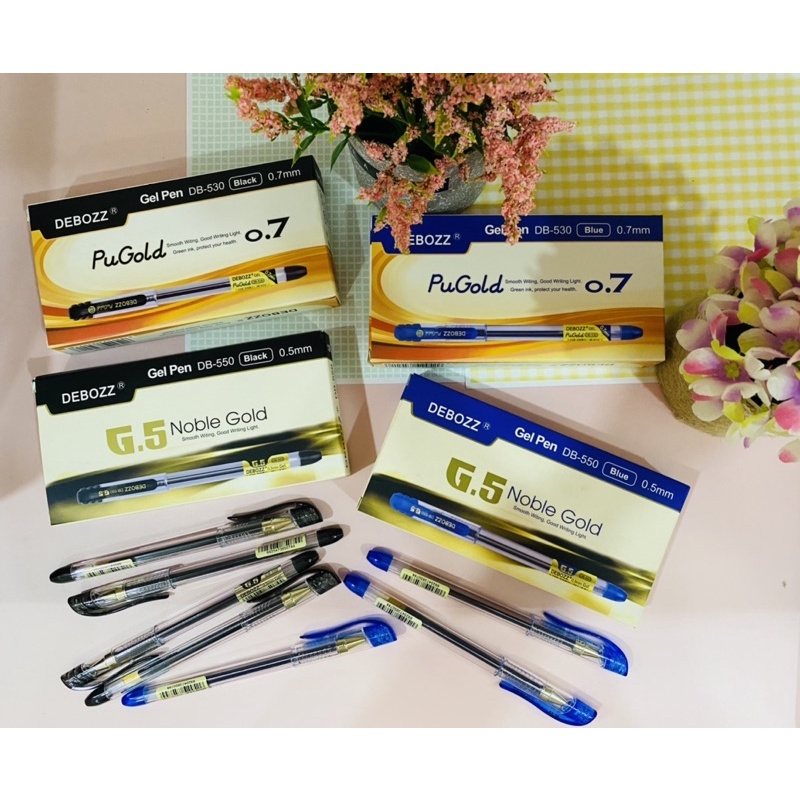 

[12 PCS] GEL PEN DEBOZZ PU GOLD DB530 DB550 0.7mm | NOBLE GOLD 0.5mm BLACK BLUE