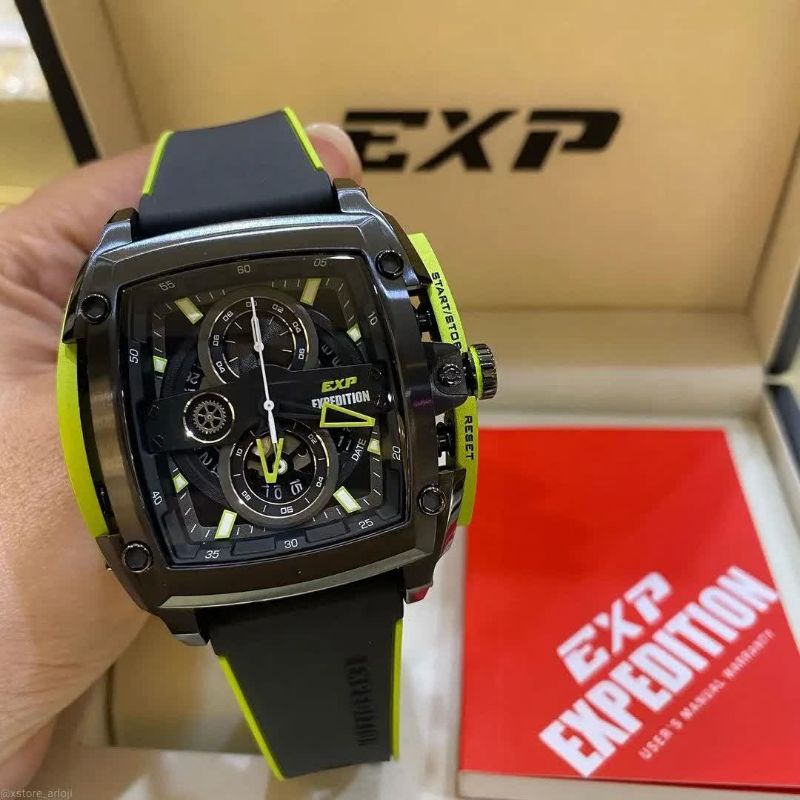 Jam Tangan Expedition EXP E 3008 Pria / E3008 M Black Green Original