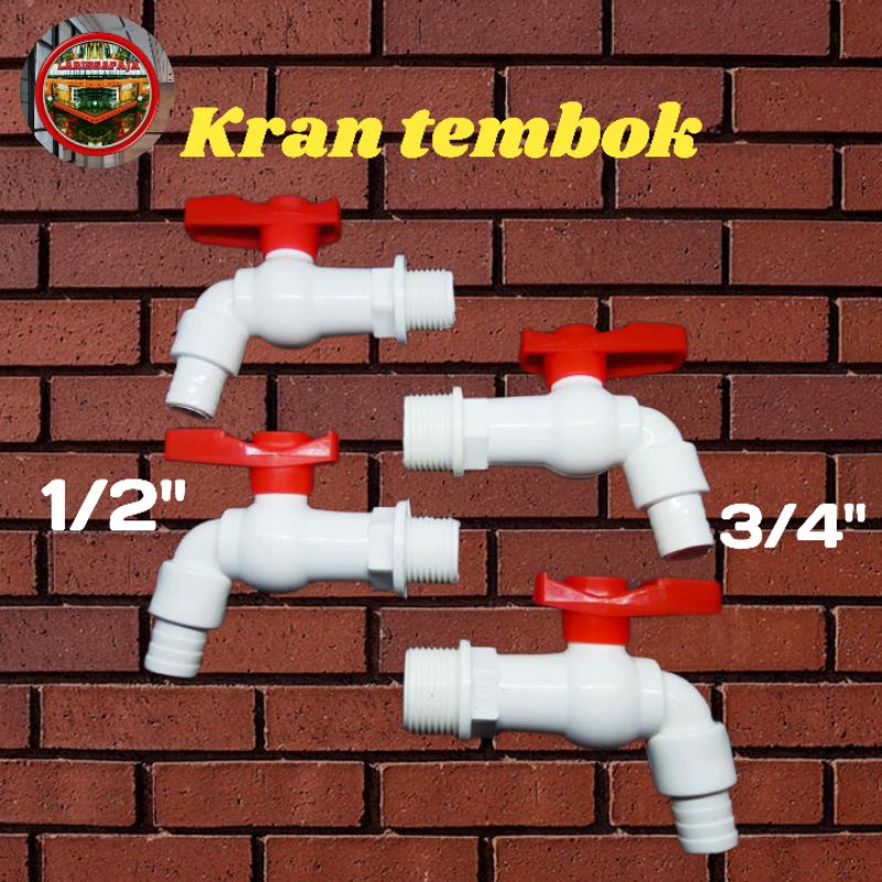 Kran tembok PVC tebal 1/2&quot; - 3/4&quot;