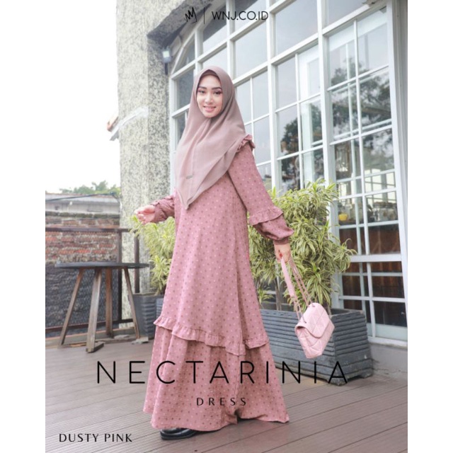 BAJU GAMIS WANITA DAILY DRESS RAYON AIRFLOW VISCOSE URAGIRI MOTIF POLKA POLKADOT NECTARINIA CRINKLE 
