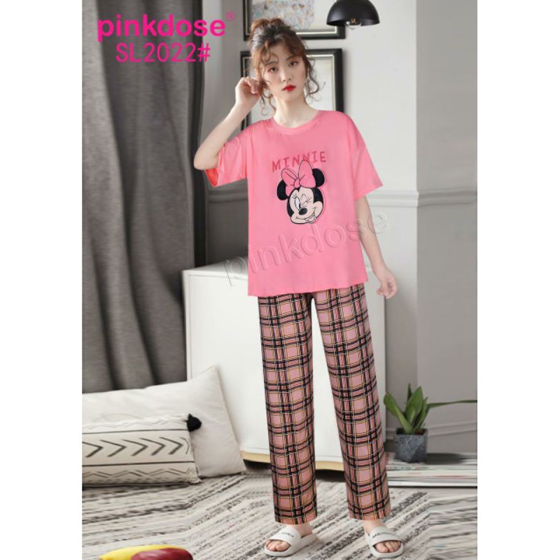 Stelan baju tidur import celana panjang / piyama wanita motif gambar kartun Ken-612