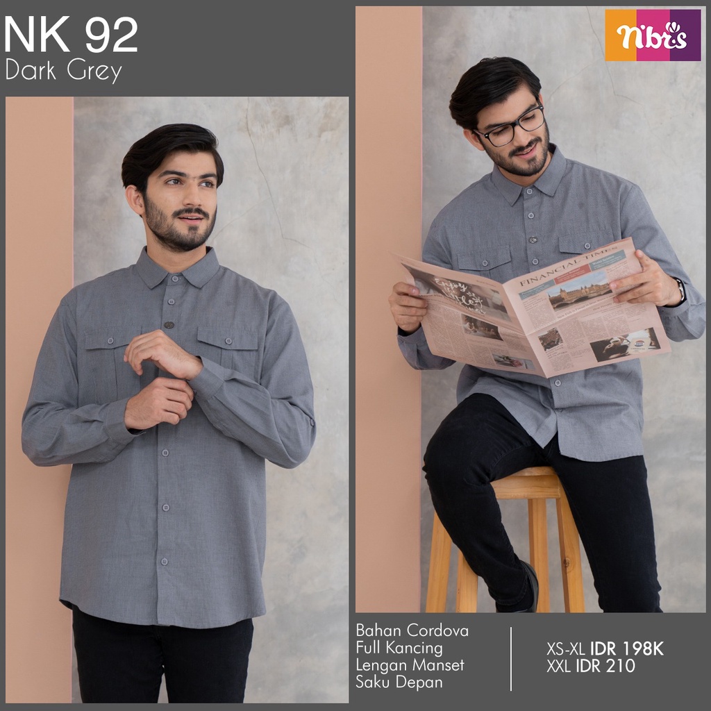 Nibras Koko NK 92 Bahan Cordova Aasan Kemeja Laki-laki Formal Lengan Panjang By NBRS