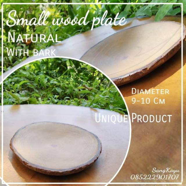 wooden plate piring kayu kecil tempat saus sambal snack makanan buah