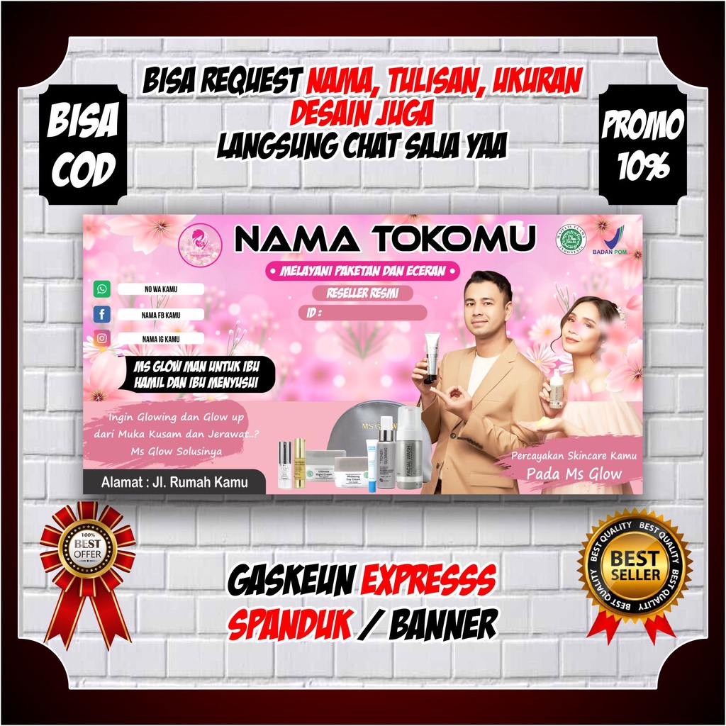 Spanduk Banner Skincare Spanduk Make Up Kecantikan Ms Glow - Spanduk Banner Kecantikan MS GLOW Berku