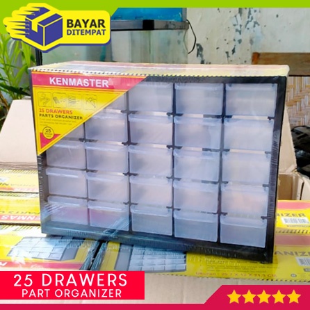 Kenmaster Organizer Rak Susun Drawer 25 Slot Kotak Spare Part Komponen Elektronika