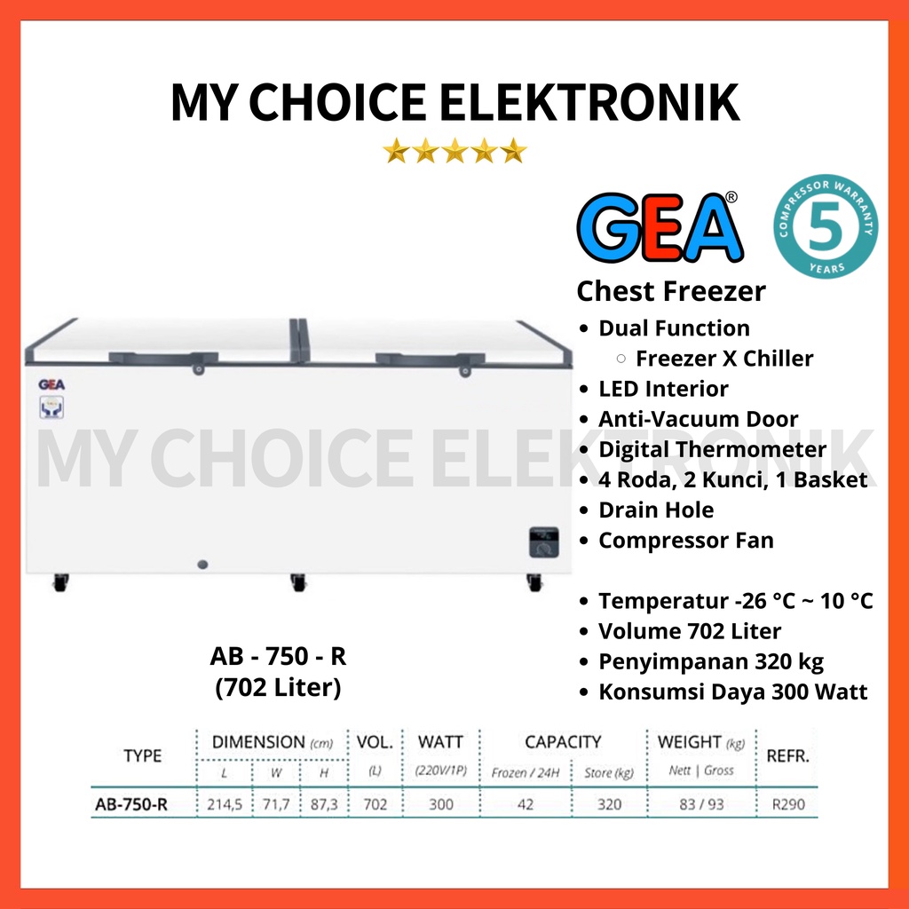 GEA Chest Freezer AB-750 R / AB-750R  (702 liter) 2in1 Freezer x Chiller