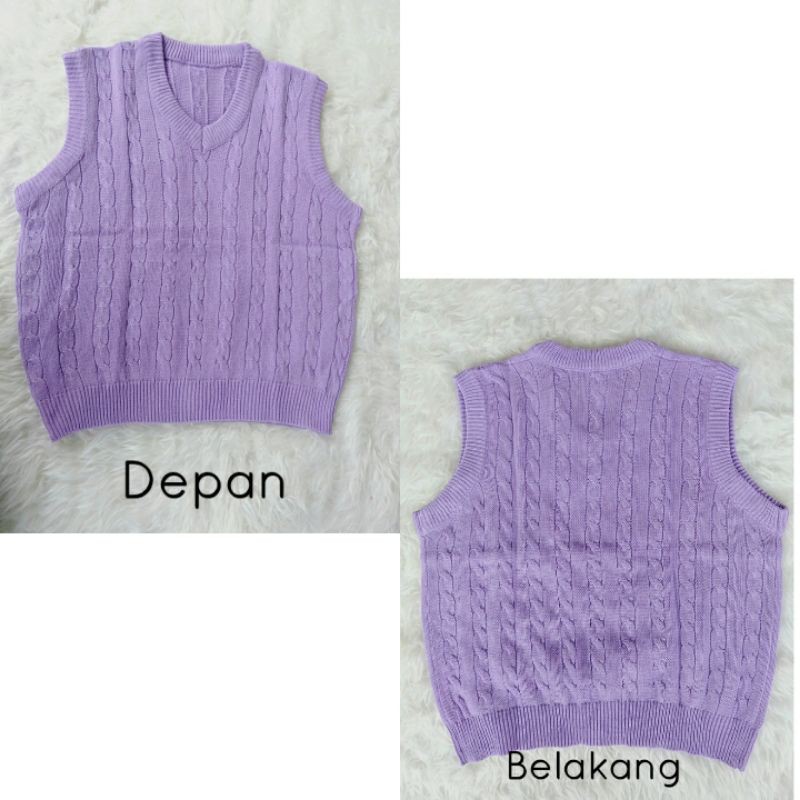 ROMPI CABLE RAJUT KEPANG V NECK DELMI VEST KNIT