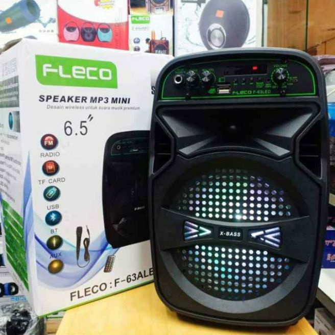SPEAKER BLUETOOTH FLECO GRATIS MIC DIGITAL F-63LED GRATIS MIC KARAOKE NGEBASS