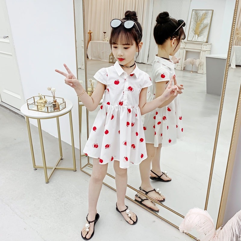 Promo !! Dress anak perempuan import/dress katun murah/ Dress apple sweet kiddos import uk 3-7th