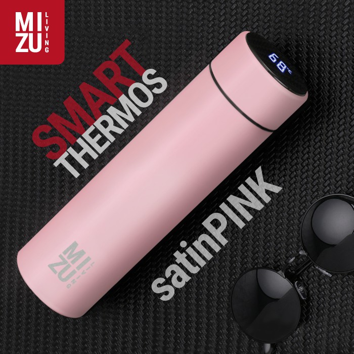 MIZU LIVING Smart Thermos Botol Minum Tumbler Vacuum Flask Stainless Steel 500ml BPA-Free Hot & Cold-PINK