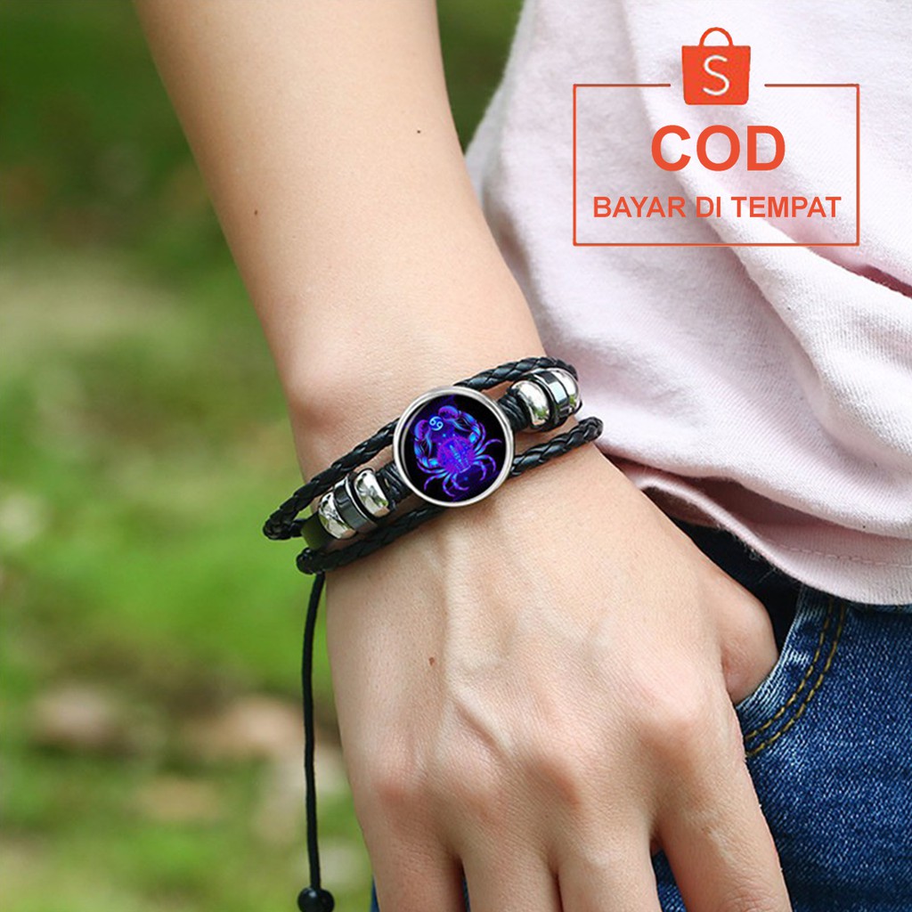 ✅COD Gelang Zodiak 3D Glow In The Dark Tali Hitam Polos Aksesoris Fashion Korean Style Pria Wanita Cowok Cewek Murah Couple Original