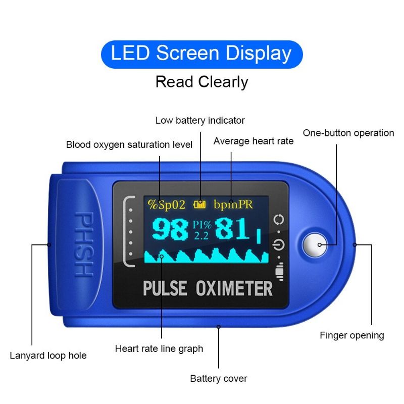 Alat Pengukur Detak Jantung Kadar Oksigen Fingertip Pulse Oximeter - AB01PO - White/Blue