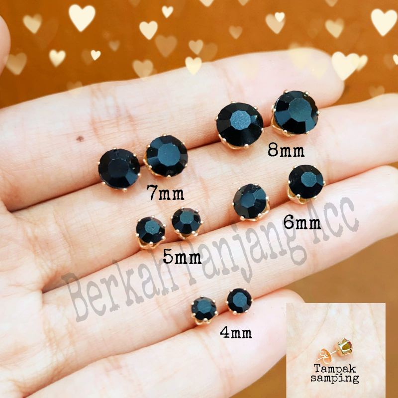 Anting permata satu zircon  warna perhiasan emas korea anti karat dan anti luntur